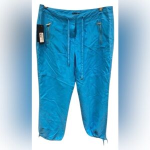 BNWT Guess by Marciano 100% seta silk blue pants in size 10